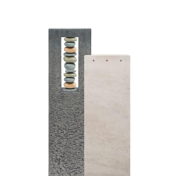 Kalkstein & Granit Doppelgrabmal mit Flusskiesel - Casato Silicia