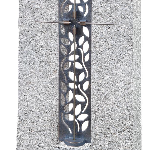 Granit Grabstein Doppelgrab mit Bronze Kreuz Ornament - Amico Cruzis