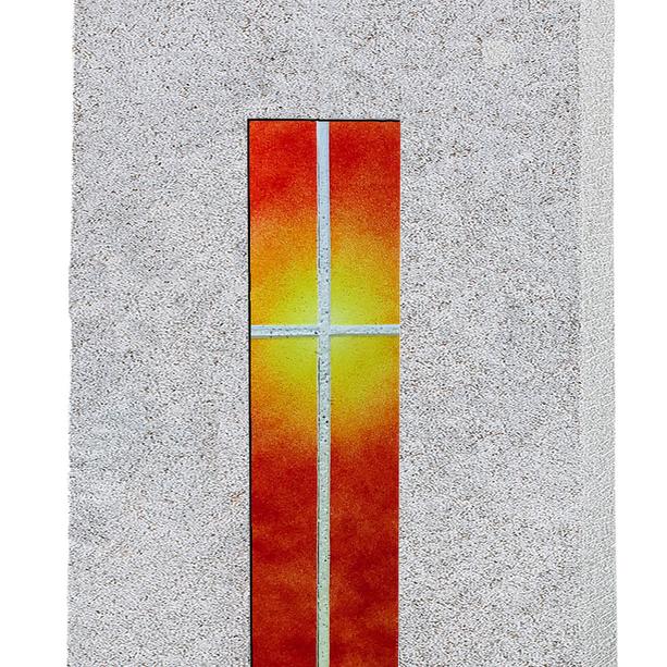 Granit Grabstein Einzelgrab mit Glas Kreuz Element - Amico Vetro