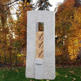 Granit Grabstein Einzelgrab mit Holz Dekoration - Amico...