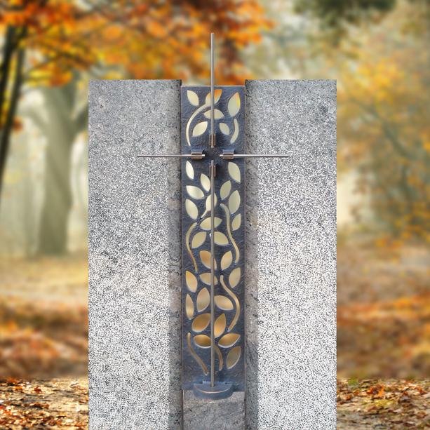 Doppelgrabmal mit Grabkreuz Ornament in Bronze - Forges Grande