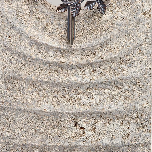 Doppelgrab Grabmal Muschelkalk mit Kreuz Symbol Bronze - Levanto Spiritus