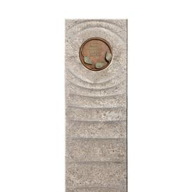Muschelkalk Doppelgrabstein mit Bronze Symbol Floral -...