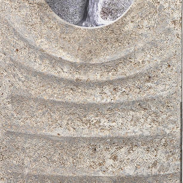 Muschelkalk Doppelgrabstein mit Lebensbaum Relief - Levanto Albero