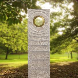 Muschelkalk Einzelgrabstein mit Bronze Symbol Lebenskreis...