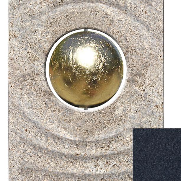 Muschelkalk Urnengrabstein zweiteilig hell/dunkel mit Goldkugel - Sovello Globo