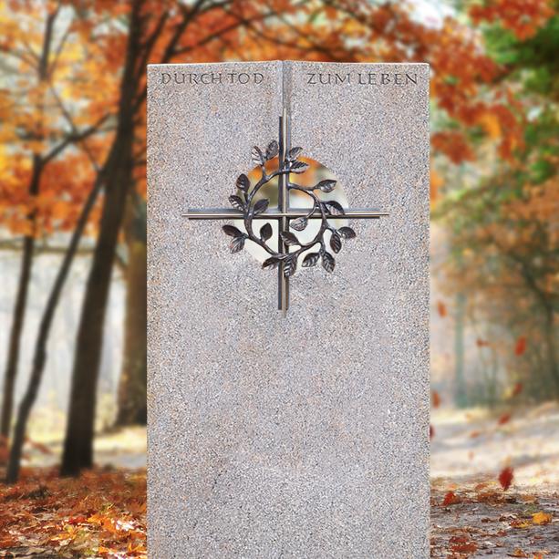 Urnengrab Grabstein Granit mit Bronze Kreuzornament - Raphael Deus