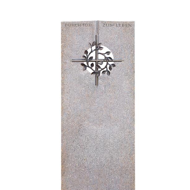 Einzelgrab Grabstein Granit mit Bronze Kreuzornament - Raphael Deus