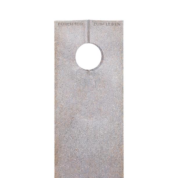 Einzelgrabstein aus Granit New Rosa mit runder Öffnung - Raphael Moderno