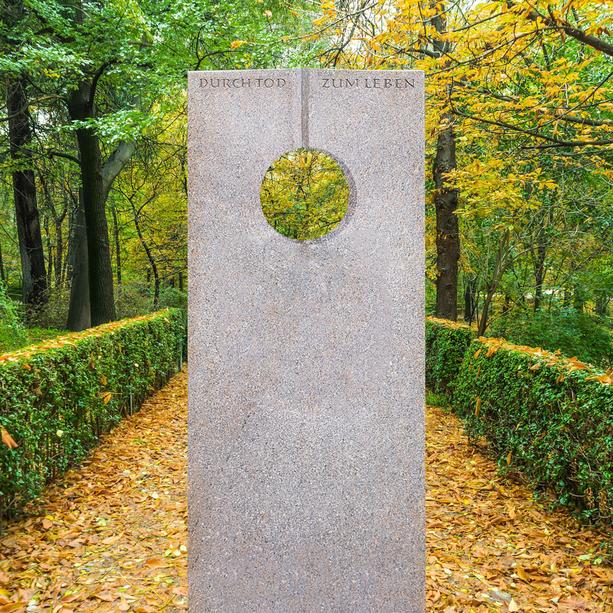 Doppelgrabstein aus Granit New Rosa mit runder Öffnung - Raphael Moderno