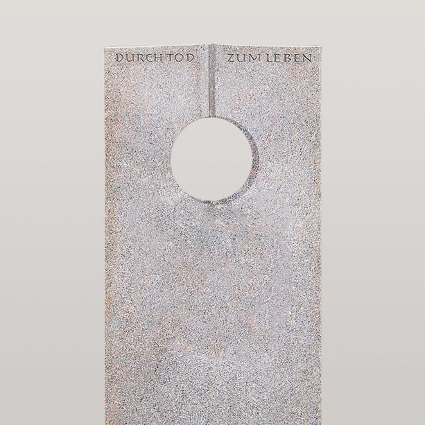 Doppelgrabstein aus Granit New Rosa mit runder Öffnung - Raphael Moderno