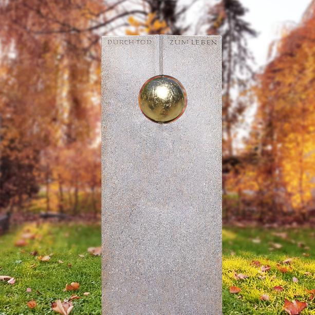 Urnengrabstein aus Granit New Rosa mit Kugel in Blattgold - Raphael DOro