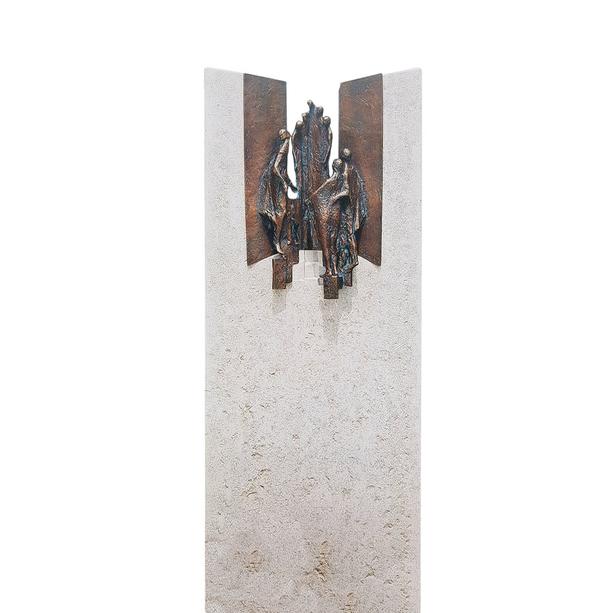 Urnengrabmal Kalkstein mit Bronze Ornament Treppe & Figuren - Rosello Bianco