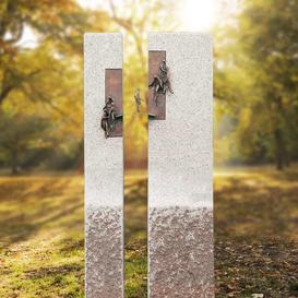 Urnengrabstein geteilt mit Bronze Brücke & Menschen -...