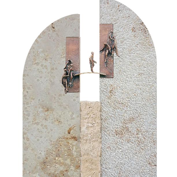 Einzelgrab Grabstein mit Bronze Ornament - Brücke - Vallis Bisegna