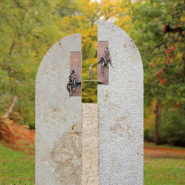 Doppelgrab Grabstein mit Bronze Ornament - Brücke - Vallis Bisegna