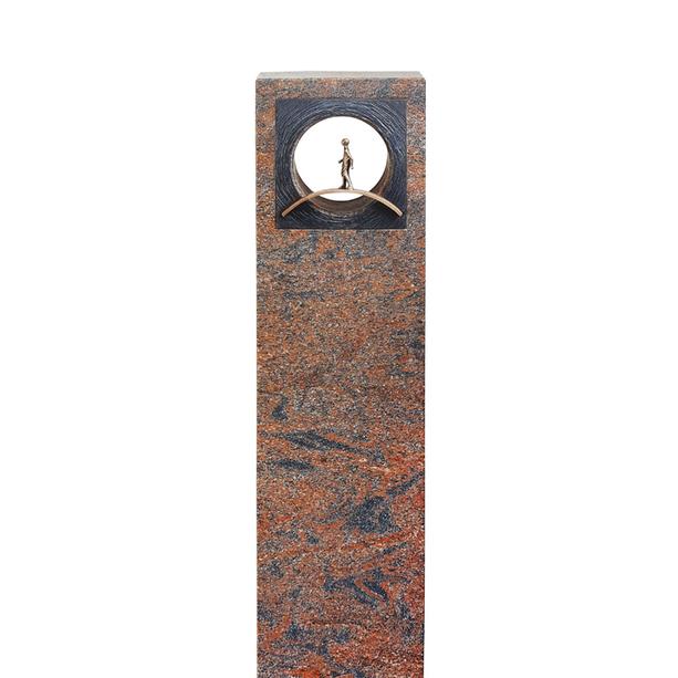 Einzelgrabstein Granit mit Bronzeornament Brücke - Anzio Ruby