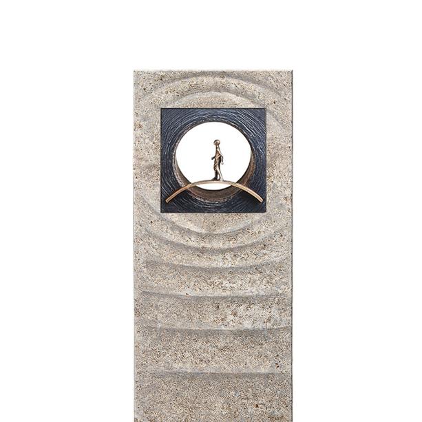 Muschelkalkstein Grabstein Doppelgrab mit Bronze Ornament - Anzio Nova