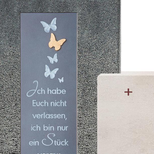 Urnengrabstein mit Bronze Gedenkplatte & Schmetterlingen - Casato Duo