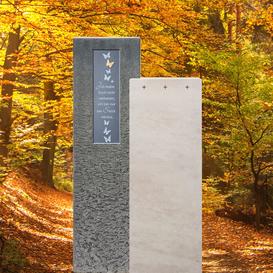 Urnengrabstein mit Bronze Gedenkplatte & Schmetterlingen...