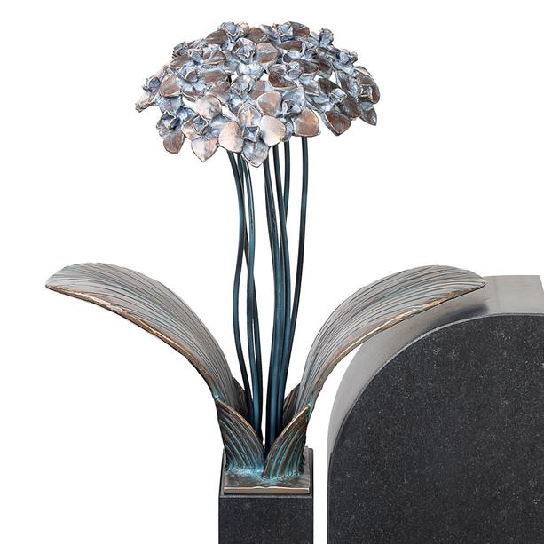 Floraler Bronze / Granit Grabstein für ein Einzelgrab mit Blume - Tivoli Unu