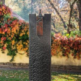 Granit Urnengrabstein Stele mit Bronze Symbol Treppe -...