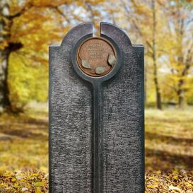Moderner Urnengrabstein mit Bronze Schrifttafel rund -...