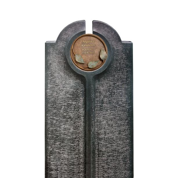 Moderner Einzelgrabstein mit Bronze Schrifttafel rund - Novara Flora