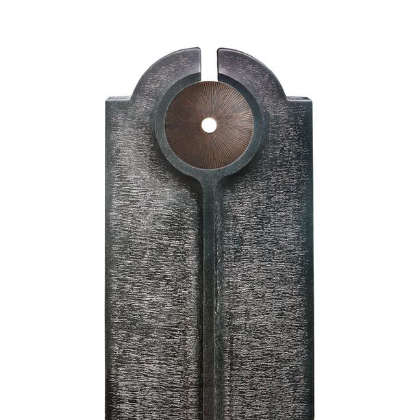 Moderner Granit Doppelgrabstein mit Bronze Scheibe - Novara Disco