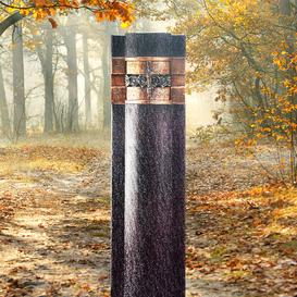 Schwarze Granit Einzelgrab Stele mit Bronze Tabernakel -...