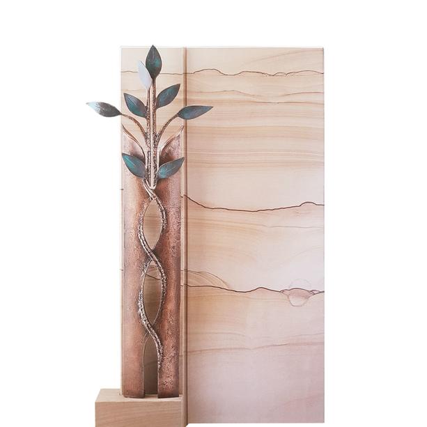 Naturstein Doppelgrabstein mit Bronze Symbol Lebensbaum - Sanremo