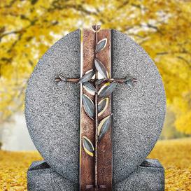 Granit Doppelgrab Grabdenkmal mit Bronze Symbol Kreuz &...