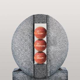 Ovales Granit Doppelgrab Grabdenkmal mit Kugeln in Rot -...