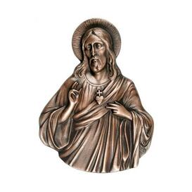 Jesus Bronzerelief mit Herz und Heiligenschein - Jesus...