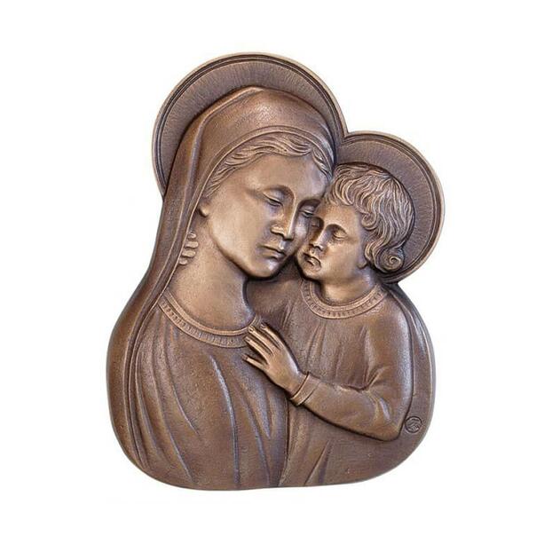 Madonna und Kind aus Bronze mit Heiligenschein - Madonna Teresa