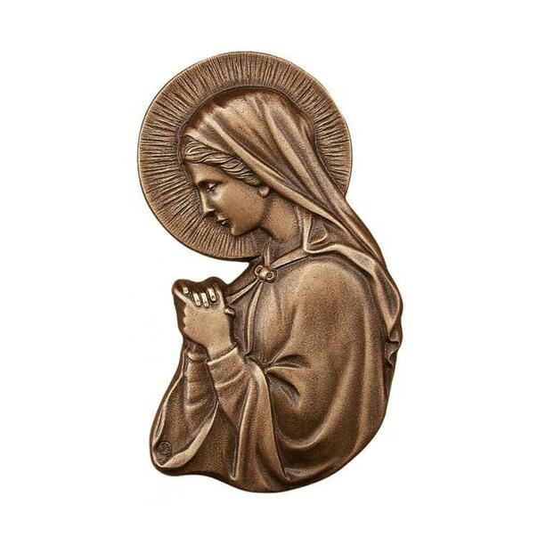 Betende Maria aus Bronzeguss als Wandrelief - Marienrelief links