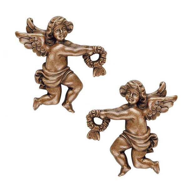 Kleine Wand Engelfiguren als Set - Bronze/Alu - Angelo Gara Set