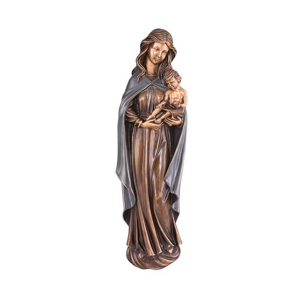 Bronze Madonna mit Kind als Wandskulptur - Madonna Hemma