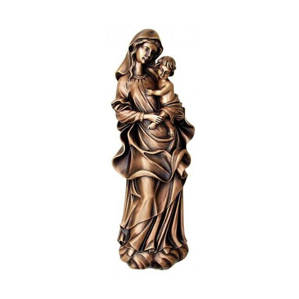 Klassische Wandfigur Madonna mit Kind - Bronze - Mutter Jesu Christi