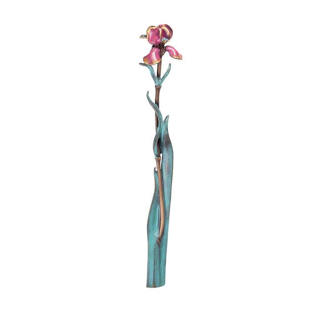 Schöne Bronzefigur Schwertlilie farbig - Lilie