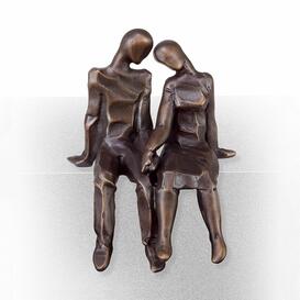 Grabfigur sitzendes Paar aus Bronze oder Alu - Sculptura...