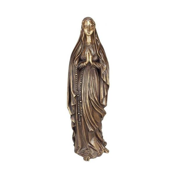 Betende Madonnenfigur mit Gebetskette - Bronze - Madonna Lourdes