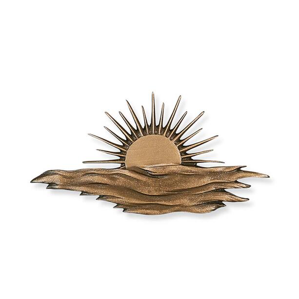 Bronze Sonnenrelief als Grabschmuck - Sonne mit Wolke / Bronze braun