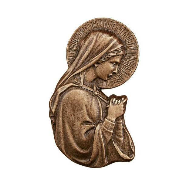 Wandrelief betende Maria aus Bronzeguss - Marienrelief rechts / Bronze braun