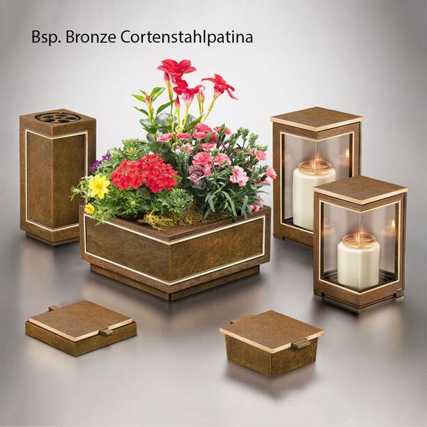 Betende Madonna Bronzerelief-Set - Marienrelief Set / Bronze braun