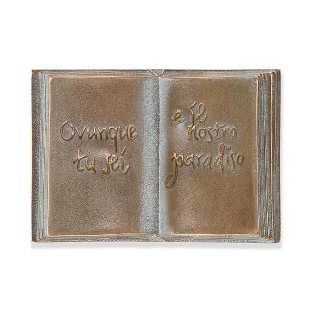 Grabschmuck Lesebuch aus Bronze - italienisch - Buch Italiae / 6x4cm (BxT) / Bronze braun