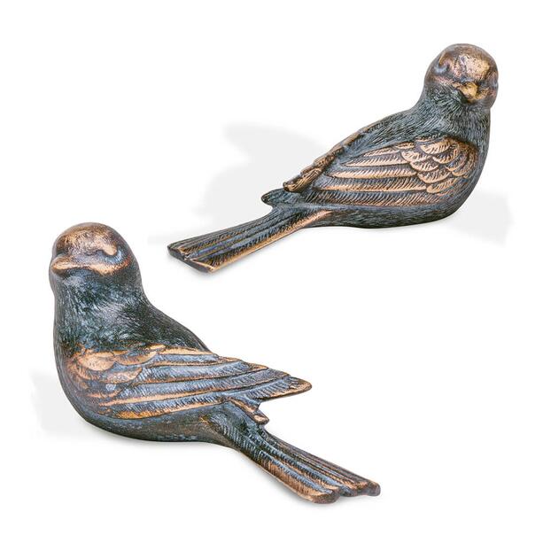 Stilvolles Metall Vogelfiguren-Set - wetterfest - Vögel Pan / Bronze braun