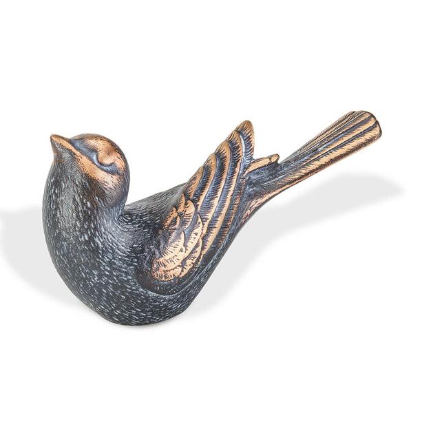 Sitzende Aluminium/Bronze Vogelskulptur  - Vogel Wini / Bronze braun
