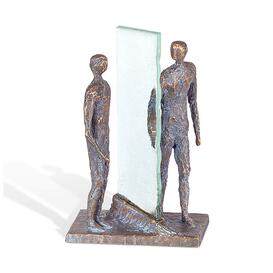 Bronze Menschfiguren mit Glasscheibe als Trennmotiv -...