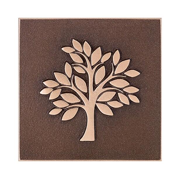 Kleine Bronzetafel mit Baum - Grabrelief - Tafel Baum